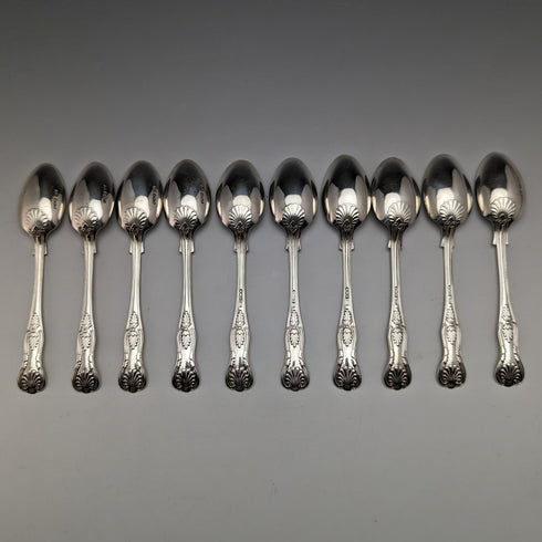 1914 British Antique Sterling Silver Tea Spoons Set of 10 152g Mappin & Webb