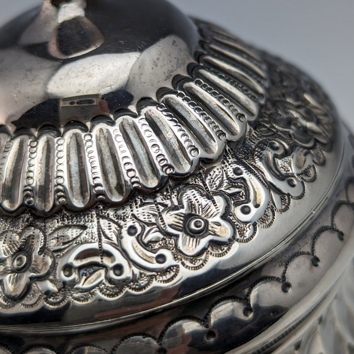 英国アンティーク 純銀製 1904年 ハンドミラー - 雑貨