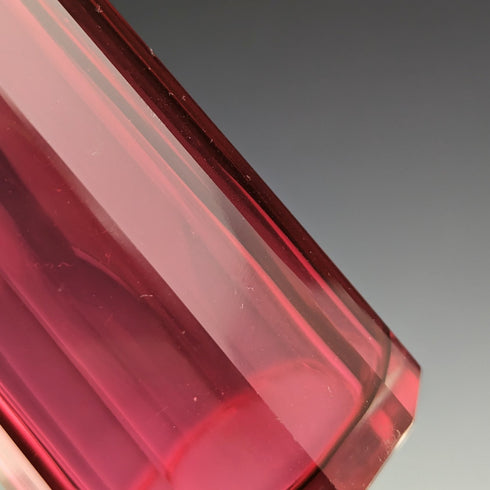 British antique cranberry cut glass & silver plate spice container