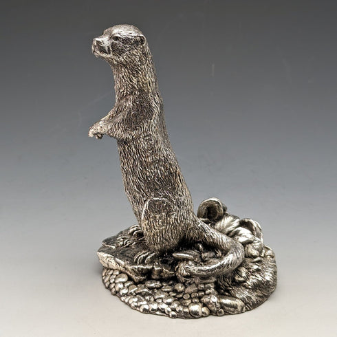 英国 カントリーアーティスト社 カワウソ 純銀張り彫刻 フィギュリン 高さ127mm
