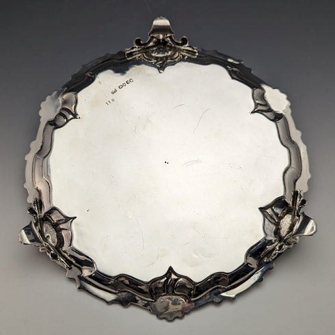 1861 年英國古董純銀 Salva 卡托盤直徑 23 公分 358 克 Edward & John Barnard