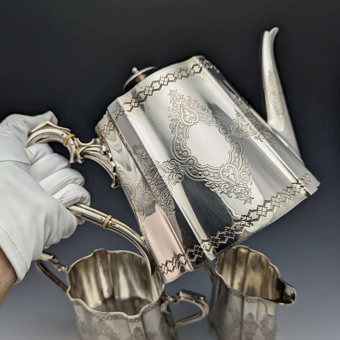 1880年頃 英国アンティーク シルバープレート製 ティーセット Fenton Bros