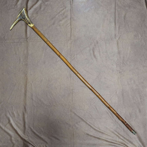 British Vintage Men's Cane Antler Handle Brown Shaft 94cm