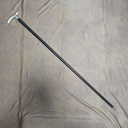 1892 British Antique Men's Cane Sterling Silver Derby Handle Brown Shaft 86.5cm