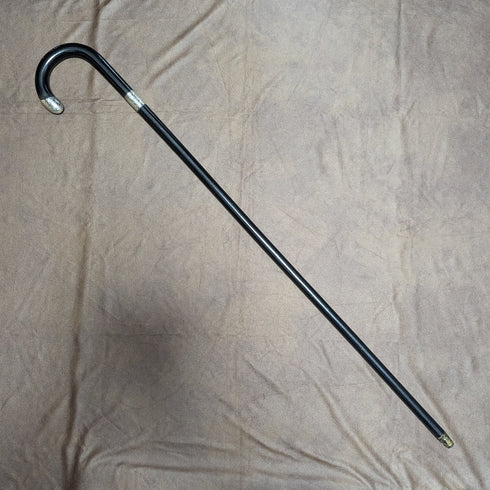 1921年 英国アンティーク 紳士用ステッキ 純銀装飾 ブラックシャフト 92cm