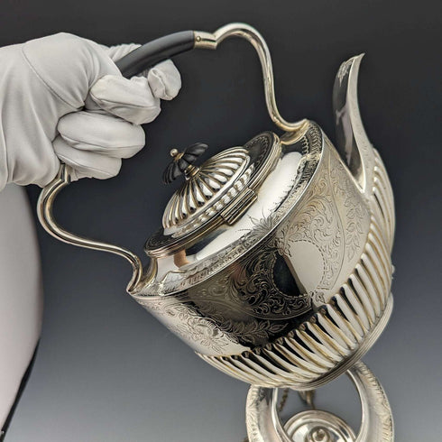 1900年頃 英国アンティーク シルバープレート製 ティーケトルセット JHON WiGFALL