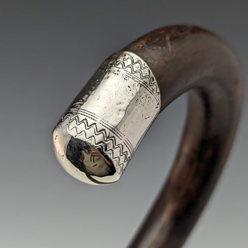 1931年 英国ヴィンテージ 紳士用ステッキ 純銀装飾 ブラウンシャフト 92cm