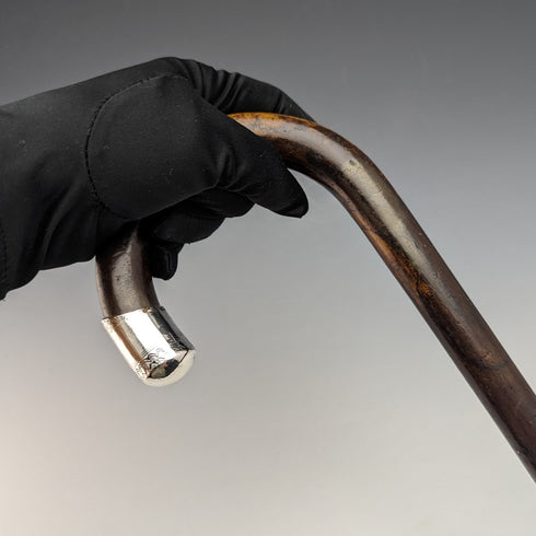 1931年 英国ヴィンテージ 紳士用ステッキ 純銀装飾 ブラウンシャフト 92cm