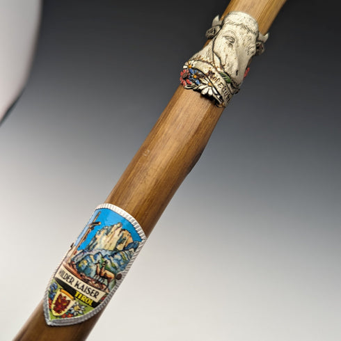 ヴィンテージ 紳士用 ヨーロッパ周遊 ツーリストステッキ ブラウンシャフト 84cm