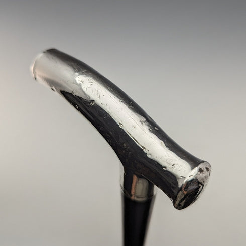 1892 British Antique Men's Cane Sterling Silver Derby Handle Brown Shaft 86.5cm