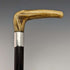 Circa 1900 British Antique Men's Cane Sterling Silver Decorated Antler Handle Brown Shaft 85.5cm