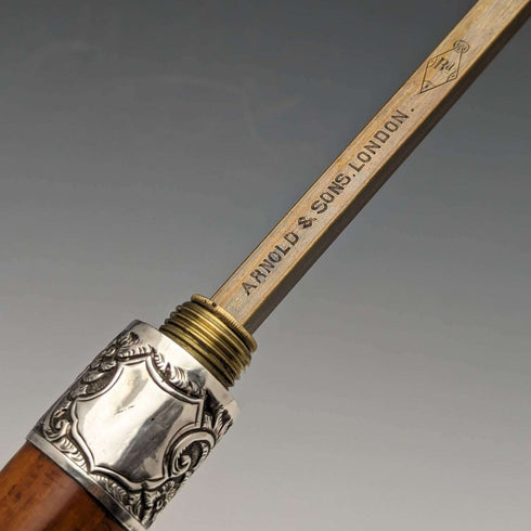 Late 19th Century British Antique Cane with Horse Measure Antler Handle Brown Shaft 92cm