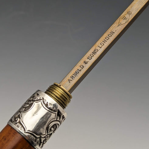 Late 19th Century British Antique Cane with Horse Measure Antler Handle Brown Shaft 92cm