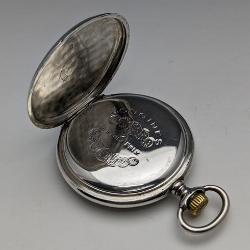 1922年頃 アンティーク ロンジン 懐中時計 銀側ハンターケース 動作良好