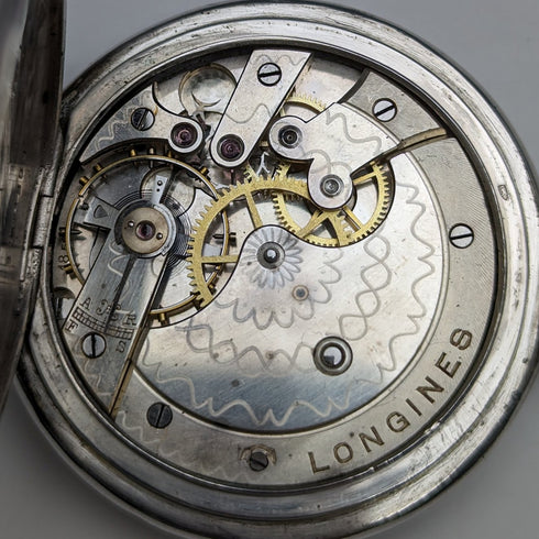 1922年頃 アンティーク ロンジン 懐中時計 銀側ハンターケース 動作良好