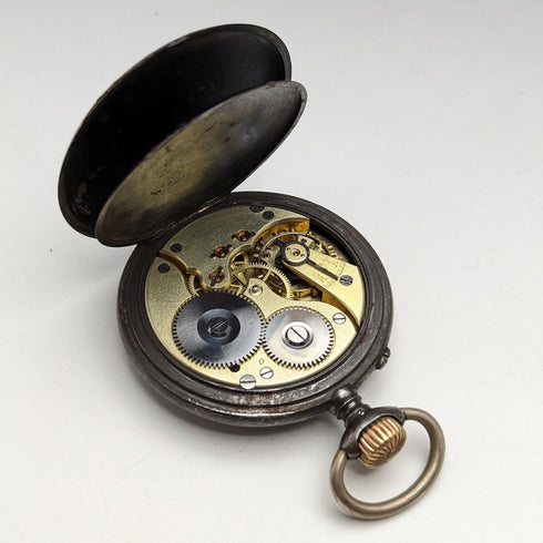 Circa 1902 Antique IWC Schaffhausen pocket watch Gunmetal case Good working condition
