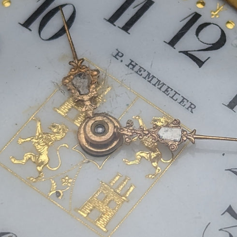 1900年頃 アンティーク Paul Hemmeler 懐中時計 金張り&ガンメタルケース クリスタルバック 動作良好