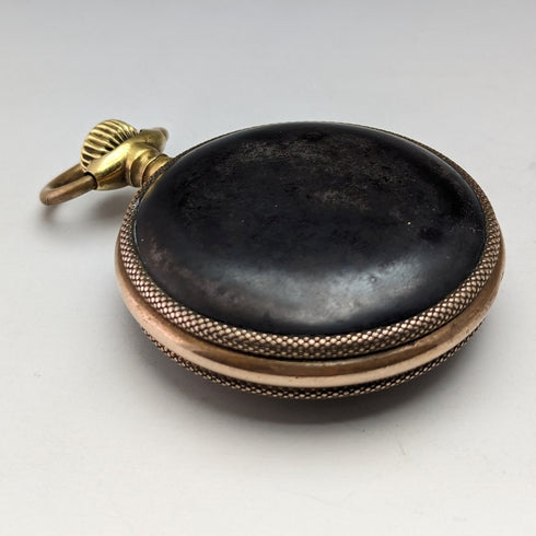 1900年頃 アンティーク Paul Hemmeler 懐中時計 金張り&ガンメタルケース クリスタルバック 動作良好