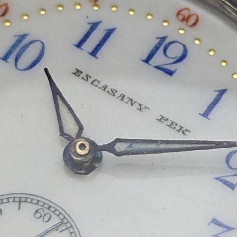 大約 1900 年古董瑞士 Escasany 女士懷錶,帶花卉雕刻銀色側殼,工作狀況良好
