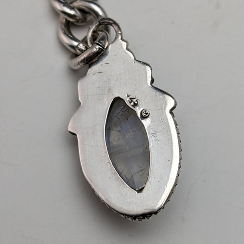 1929 年英國復古純銀阿爾伯特鏈 48 克月光石吊墜