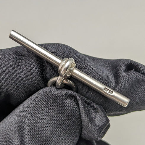 1929 年英國復古純銀阿爾伯特鏈 48 克月光石吊墜