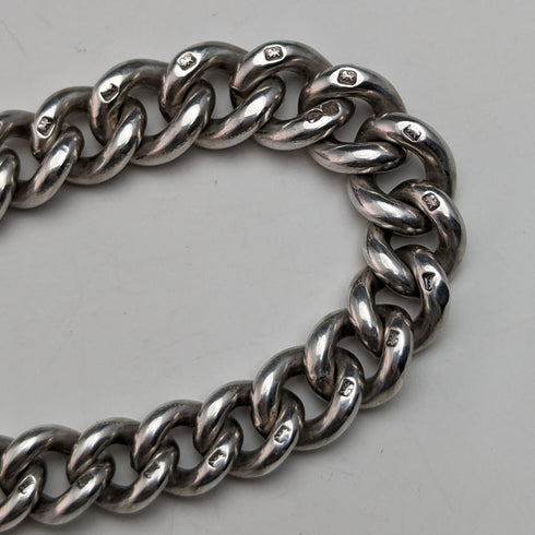 1929 年英國復古純銀阿爾伯特鏈 48 克月光石吊墜