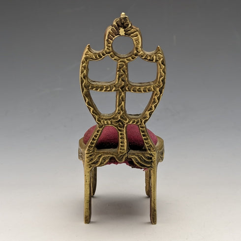 1920's Brass Chair Pocket Watch Holder Dark Red Seat