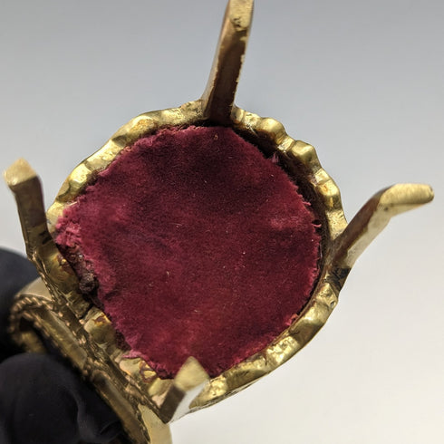1920's Brass Chair Pocket Watch Holder Dark Red Seat