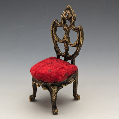 1920's Brass Chair Pocket Watch Holder Bright Red Seat