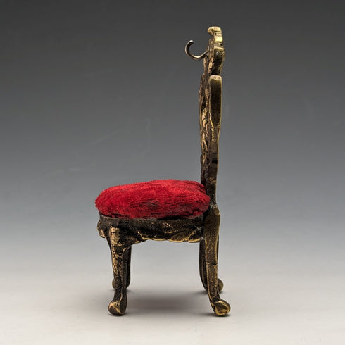 1920's Brass Chair Pocket Watch Holder Bright Red Seat