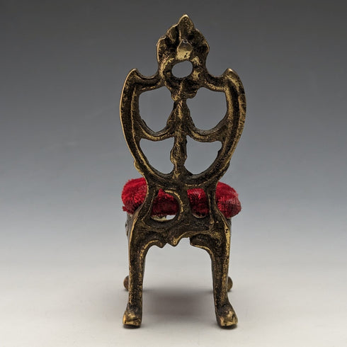 1920's Brass Chair Pocket Watch Holder Bright Red Seat