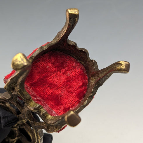 1920年代 真鍮製 椅子型 懐中時計ホルダー ブライトレッドシート