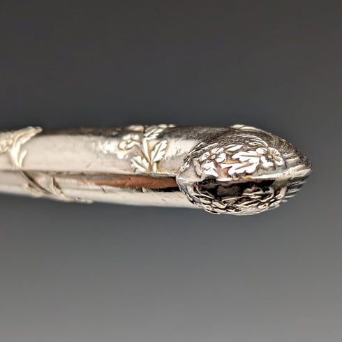 1905 British Antique Sterling Silver Handle Set of 5 Tea Knives by John Biggin in Case