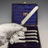 1905 British Antique Sterling Silver Handle Set of 5 Tea Knives by John Biggin in Case