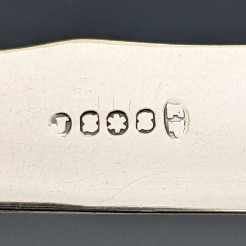 19世紀末 英国アンティーク 白蝶貝ハンドル バターナイフペア John Sanderson ケース入り