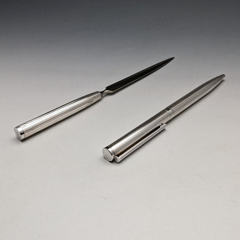 ヴィンテージ 純銀製レターオープナー&ボールペンセット 木製ケース入り