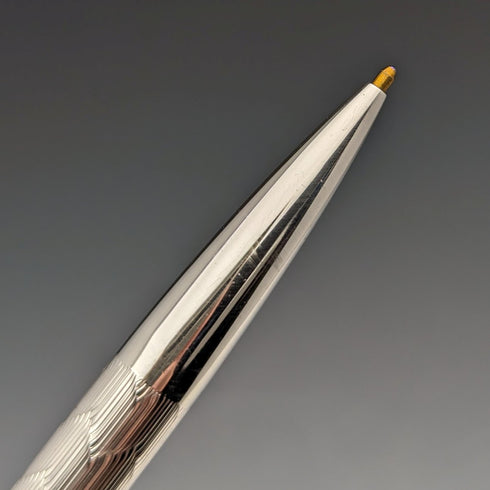 Circa 1970 British Vintage Yard O' Red Sterling Silver Propelled Pencil & Ballpoint Pen