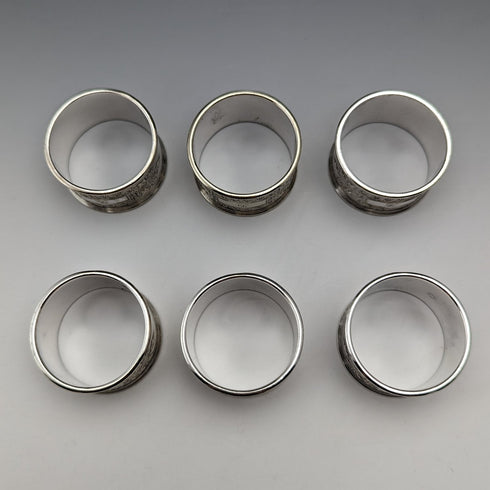 19世紀末頃 英国アンティーク シルバープレート製 ナプキンリング 6個セット ケース入り