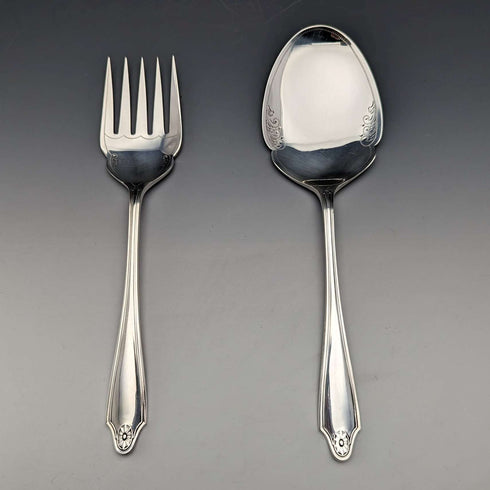 Circa 1915 British Antique Silver Plated Serving Cutlery Pair George Cutts & Sons