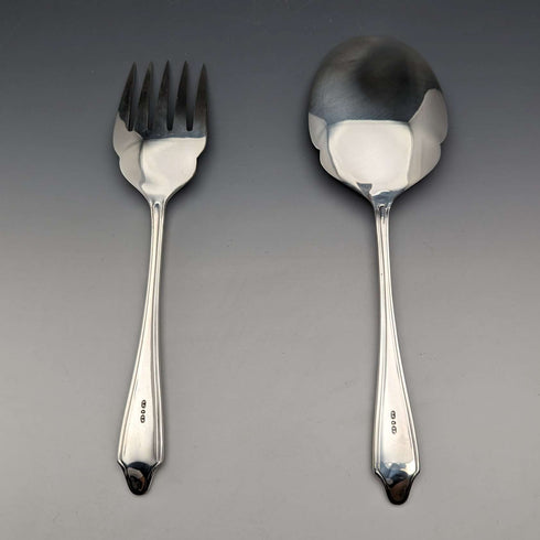 Circa 1915 British Antique Silver Plated Serving Cutlery Pair George Cutts & Sons