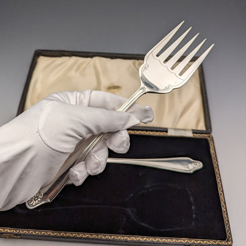 1915年頃 英国アンティーク シルバープレート製 サービングカトラリーペア George Cutts & Sons