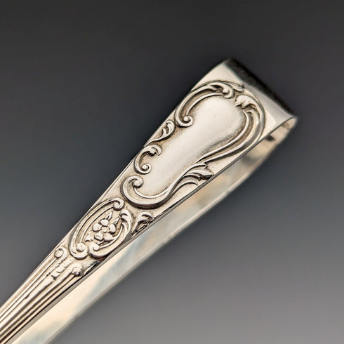 1905 年英國古董鍍銀 12 個茶匙和糖鉗套裝帶盒