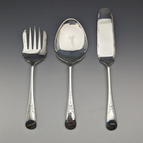 1930年頃 英国ヴィンテージ シルバープレート製 サービングカトラリートリオ Walker&Hall