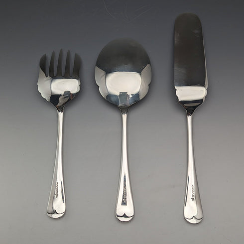 1930年頃 英国ヴィンテージ シルバープレート製 サービングカトラリートリオ Walker&Hall