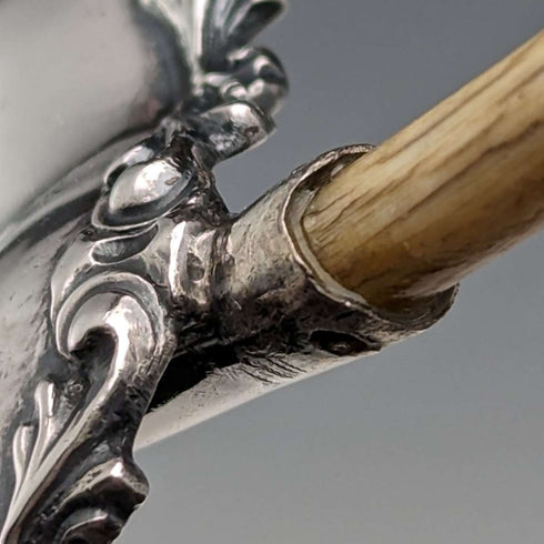 American Antique Sterling Silver Tea Strainer with Wooden Handle JF Fradley