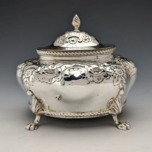 1903 British Antique Sterling Silver Tea Caddy 196g Thomas White