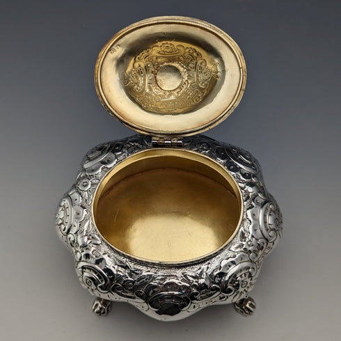 1903 British Antique Sterling Silver Tea Caddy 196g Thomas White