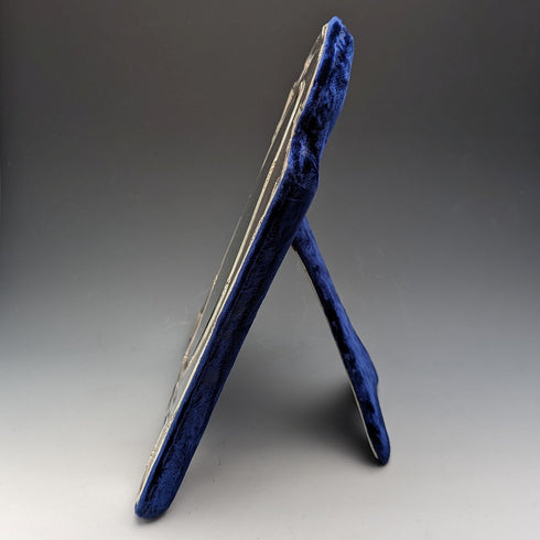 1905 British Antique Sterling Silver Frame Desk Mirror Makeup Mirror Elkington