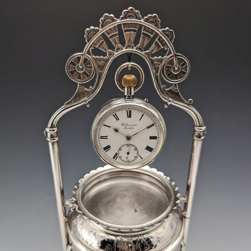 19世紀末 米国アンティーク シルバープレート 懐中時計ホルダー&ジュエリーボックス Reed&Barton