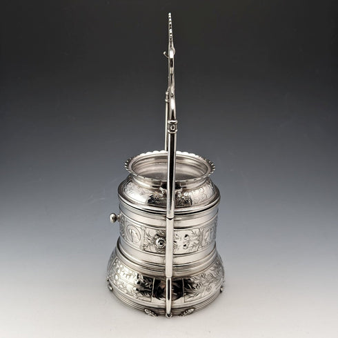 19世紀末 米国アンティーク シルバープレート 懐中時計ホルダー&ジュエリーボックス Reed&Barton